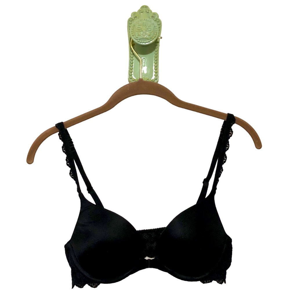 Victoria Secret VS Sexy Lace Front Closure Bra Black Convertible Lacy Straps 36